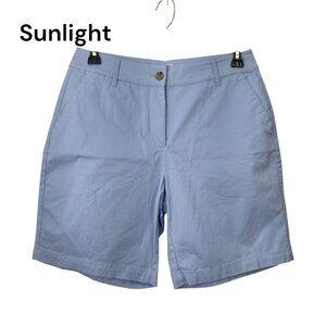 Kim Rogers Womens Light Blue Cotton Blend Flat Front Bermuda Shorts Size 10